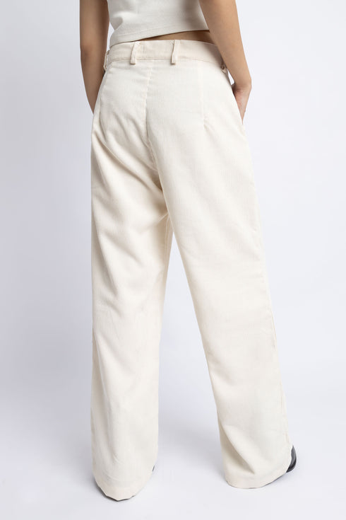 The Ivory Corduroy Straight Fit Trousers